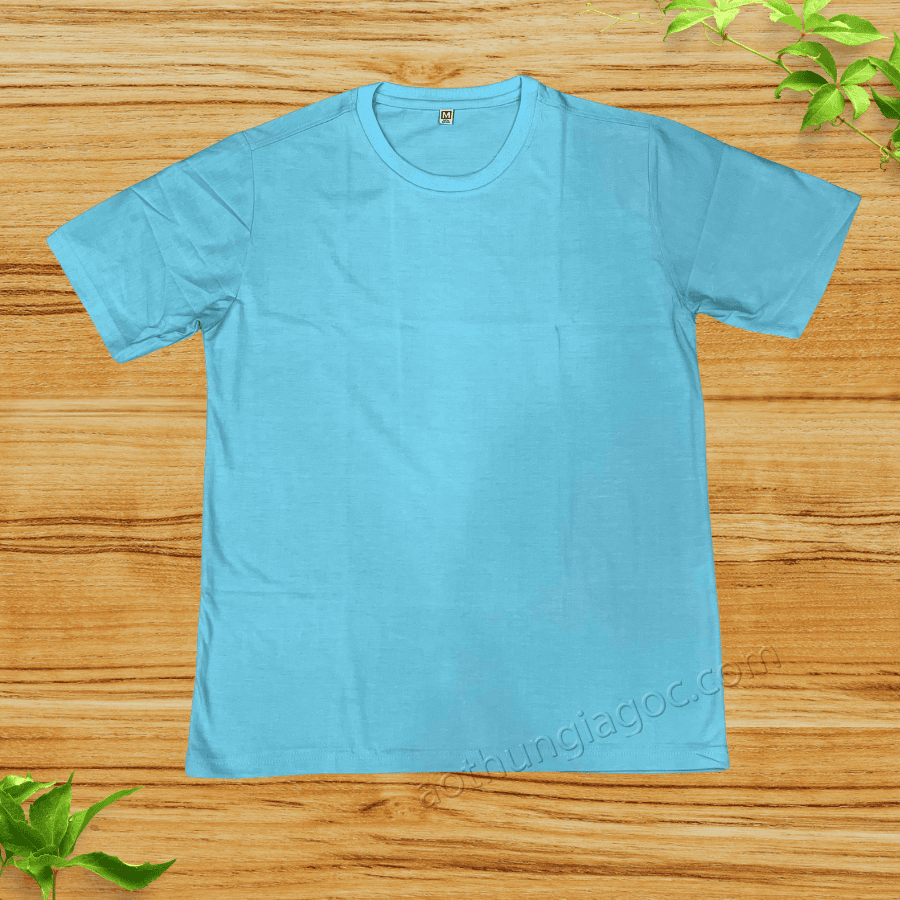 Áo Thun Cotton 2 Chiều 65/35 Màu Xanh Dương Lợt